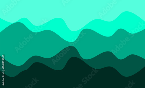 Soothing green mountain landscape with wavy hills