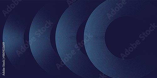 Abstract blue background with blue glowing diagonal geometric lines. Modern shiny blue rounded rectangle lines pattern. Minimalist graphic design. Futuristic technology concept