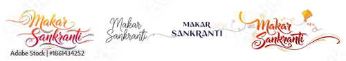 Makar sankranti festival logos in different styles