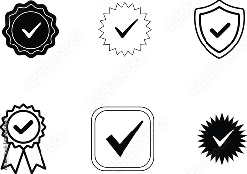 Check mark icons for approval and verification purposes