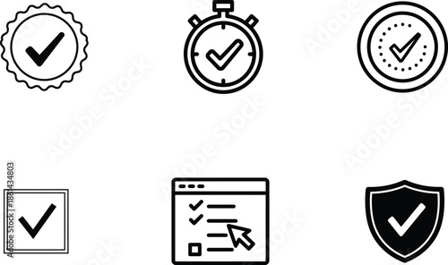 checkmarks and ticks icons for approval and validation  various symbols