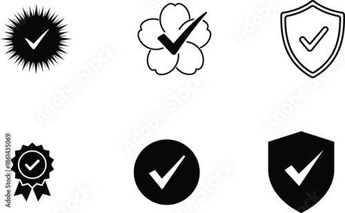checkmarks and verification icons for approval and confirmation