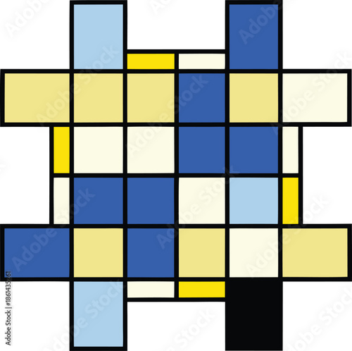 Brutalist grid arrangement with thick edges