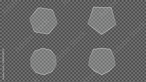 Vector art of four geometric shapes with white outlines on a transparent background