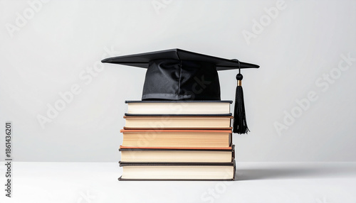 Graduation Cap and Books Education Symbol