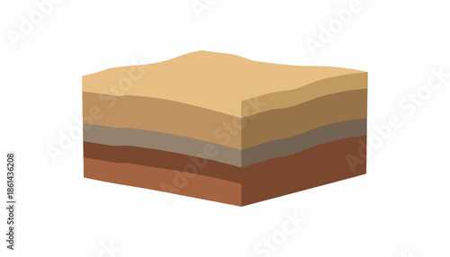 Cross-section of stratified soil layers, illustrating geological formations and earth composition, suitable for educational or scientific contexts