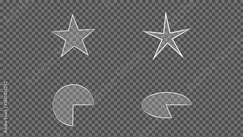 Vector art of pacman characters and stars on gray background