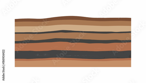 Stratified Geological Layers Illustration with Horizontal Bands of Earth Tones