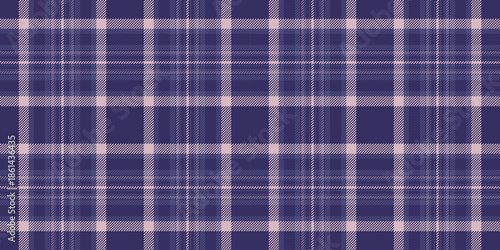Minimalist background vector fabric, dye plaid pattern textile. Manufacture texture tartan seamless check in indigo and light colors.
