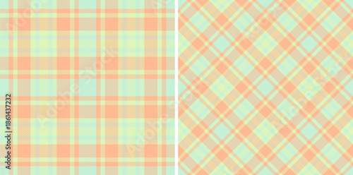 Two pastel plaid patterns offer a refreshing aesthetic. Ideal for textiles, backgrounds, or designs needing a touch of cozy, springlike, and sophisticated elegance.