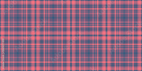 Exotic pattern tartan seamless, tie plaid textile fabric. Pure texture check vector background in red and cyan colors.