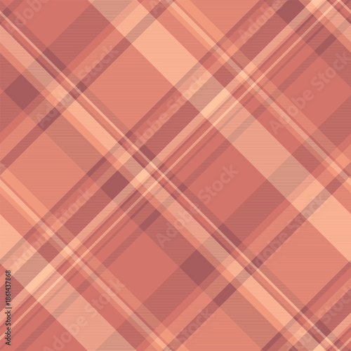 Korean textile vector fabric, invitation texture pattern seamless. Customized tartan check plaid background in red and orange colors.
