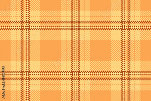 Network pattern textile plaid, pixel fabric texture background. Close-up tartan seamless check vector in orange and amber colors.