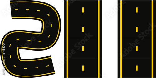 Road Top View Illustration With Lane Markings, City Map Element, Traffic Design.