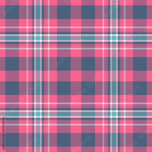 Packing fabric check textile, detailed pattern plaid texture. Sensual background tartan vector seamless in blue and red colors.