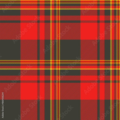 Conceptual seamless vector plaid, styled pattern check background. Occupation texture textile tartan fabric in red and dark colors.