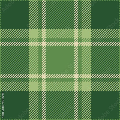 Linen textile plaid pattern, installing vector background texture. Cloth tartan seamless fabric check in green and light colors.