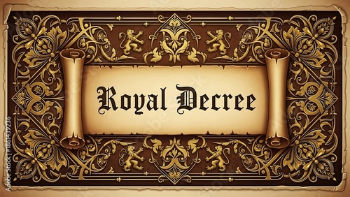Vintage Royal Decree Scroll Sign.