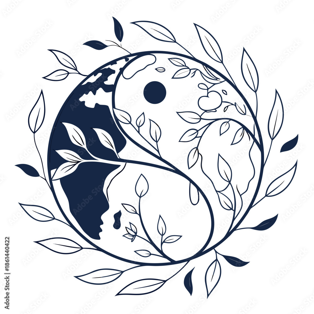 Obraz premium Minimal Planet Care Abstract Earth and Leaf Logo