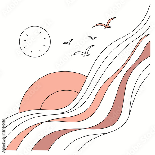 Seasonal Renewal Inspired Abstract Sunrise Vector Icon