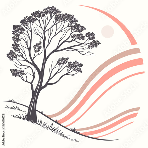 Minimal Seasonal Renewal Abstract Sunrise Illustration