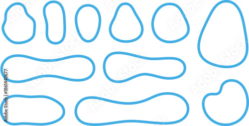 blue abstract shapes isolated on white background