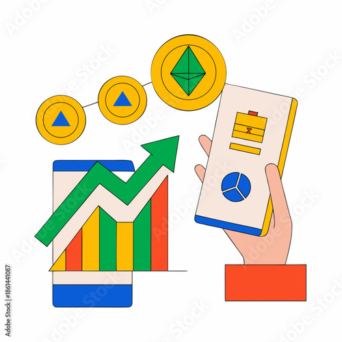 Modern Fintech Visual Elements for Finance Innovation and Crypto Currency Application Design