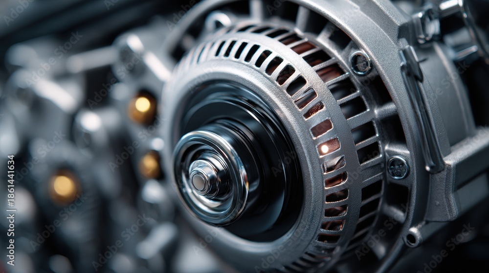 Fototapeta premium Automotive engine alternator close-up