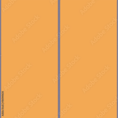 Fold pattern lines fabric, old-fashioned textile seamless vertical. Fart vector stripe background texture in orange and blue colors.