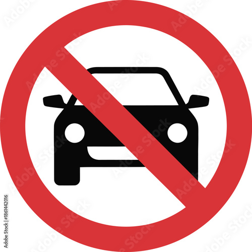 A universally recognized traffic sign clearly indicates that motorized vehicles are prohibited in this area.