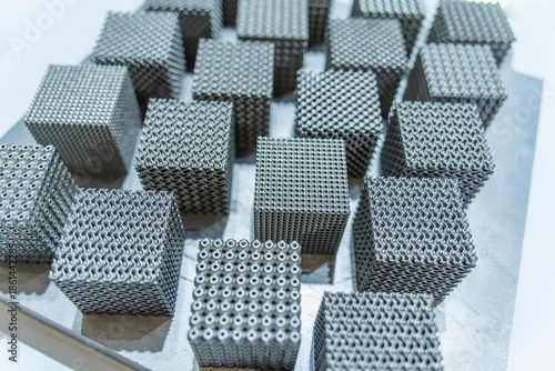 Metal products made by metal 3D printing. Modern additive technology.