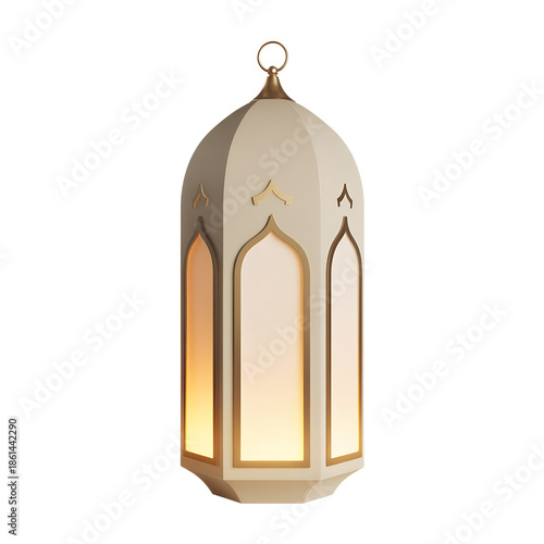 Elegant 3d rendered islamic lantern  png with warm glow for ramadan celebration