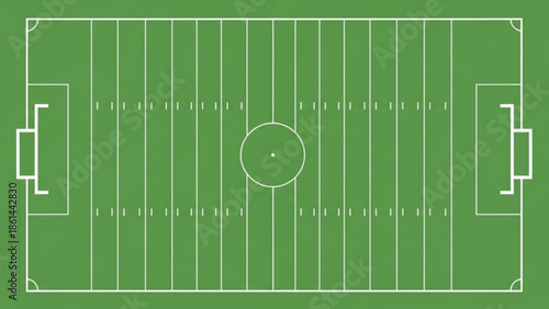 Professional soccer field with white lines on green grass