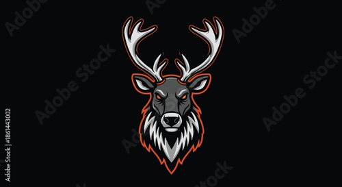 Intense Stag Emblem with Glowing Eyes and Antlers Artwork