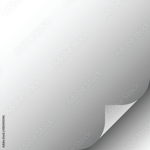 Gray paper sheet with curled corner template for text