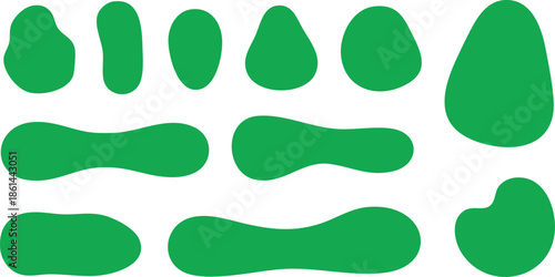 Green abstract shapes on white background