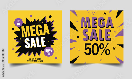 mega sale social media post design template