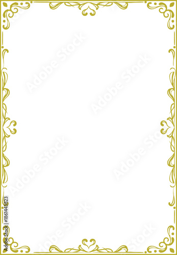 Minimalist Gold Heart Vertical Border Frame for Luxury Invitations