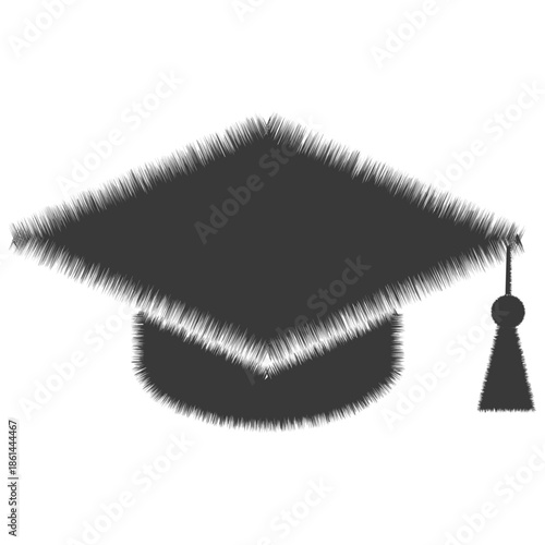 A closeup of a single black mascara brush tool with a plastic handle and steel comb isolated on a white background for professional beauty and cosmetic makeup care