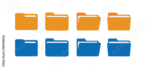 
File folder icons set document data storage file folders vector illustration.