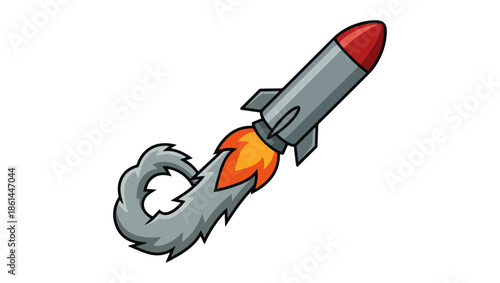 Cartoon Missile Launch Illustration, Dynamic Comic Style Rocket Art, cartoon missile, missile launch, rocket illustration, comic style art, cartoon rocket, explosive launch, action illustration,