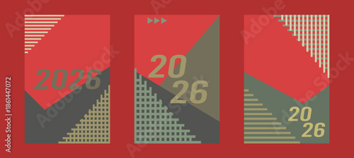 2026 Background set happy new year. Modern design. Background for cards, posters, banners. Vector illustration.
