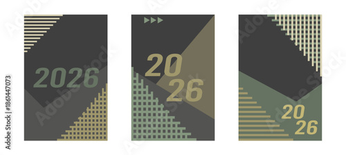 2026 Background set happy new year. Modern design. Background for banners, cards, posters. Vector illustration.