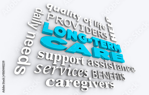 Long-Term Care Health Aide Caregiver Assistant Words 3d Illustration