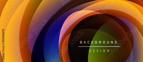 Abstract colorful layers create dynamic tunnel illusion. Vibrant hues blend, forming modern background design. Smooth gradients suggest depth.