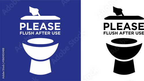 Please Flush Toilet Hygiene Instruction Sign
