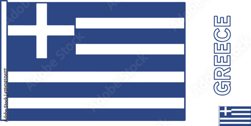 Greece flag with blue and white horizontal stripes and cross
