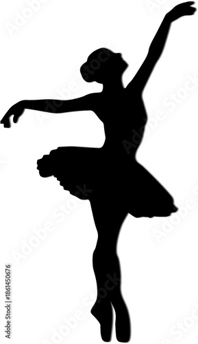 Silhouette of a ballerina in a graceful pose elegant dance illustration for performance and artistic concepts isolated on white background