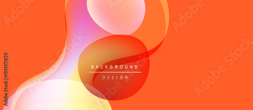 Abstract fluid shapes blend, creating vibrant orange background. Text reads background design within central form. Modern, dynamic composition.