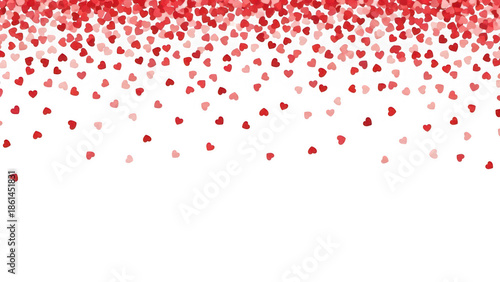 Red heart shapes falling from top isolated on transparent background